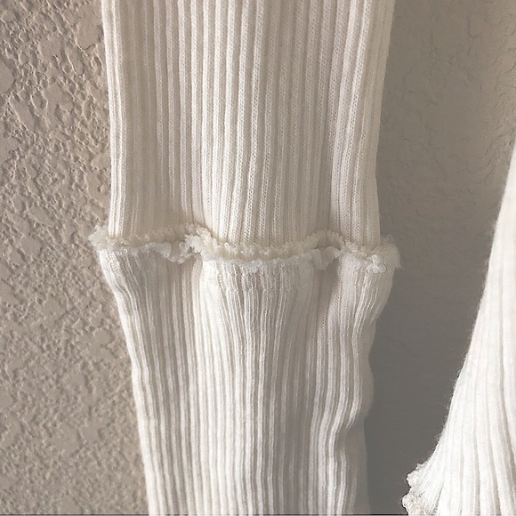 Free People We The Free Ivory Long Sleeve Cotton V Neck Top - Picture 5 of 16